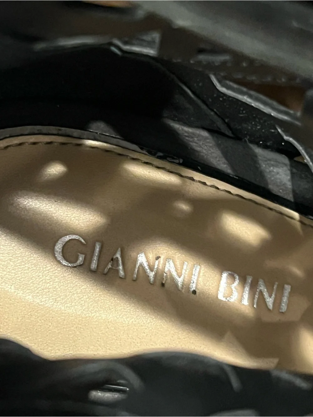 Gianni Bini Black Cage Platform Wedge Sandals Heels Size 9M